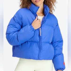 Fabletics Women's Blue Cropped Puffer Jacket
